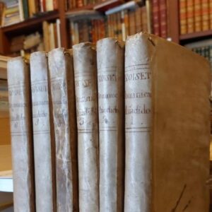 AÑO CHRISTIANO, O exercicios devotos para todos los domingos, dias de quaresma, fiestas movibles del año.  Contiene la historia o explicación de quanto hay mas particular e instructivo en tales días traducido del francés al castellano por el Doctor Don Joaquin Castellot, capellán doctoral de S.M. en su Real capilla de la Encarnación de Madrid. Añadido con la traducción  exacta de las epistolas, y Evangelios ... por Don Juan Julián caparros. 6 tomos.